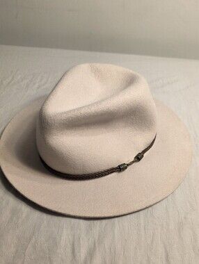 Faux Wool Fedora Cream with Braided Band